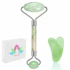 Jade Roller For Face and Gua Sha Facial Massage Stone Set Beauty Rollers for Puf