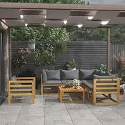 7 Piece Garden Lounge Set with Cushion Solid Acacia Wood, Garden Furniture Sets