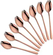 SBOMHS 8 Pieces (3 in 1) Spork Stainless Steel Knife Spoon Fork Set Camping Cutlery Set Rose Gold