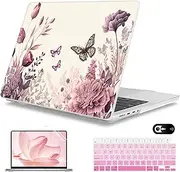 Mektron Case for MacBook Pro 14 inch 2024 2023 2021 Model M4 A3112 A3401 A3185 M3 A2918 A2992 M2 A2779 M1 A2442 Pro/Max, Plastic Hard Shell Case Cover for MacBook Pro 14", Butterfly Flower C074
