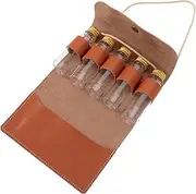 FOYTOKI 5 Pack Outdoor Camping Spice Rack Portable Condiment Storage Bag Glass Bottles for Camper Travelers and Campers