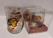 Stemless Wine Glass - Set of 4- Fall Leaves
