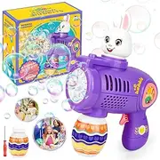 Zuicxlsy Bubble Machine,Easter Bubble Gun,Easter Bunny Bubble Machine with Bubble Solution,Easter Bubbles for Kids Girls Boys,Easter Basket Stuffers Fillers,Easter Bubble Party Favor