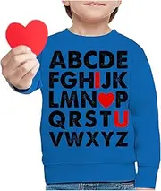 [Tstars] Valentine's Day Gift Alphabet ABC I Love You Toddler/Kids Sweatshirt 3T Blue