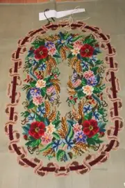 Needlepoint RUG RARE WOOL on Canvas by HARROGATE Pre-Stitched for DIY Background