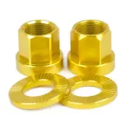 2 x SHADOW CONSPIRACY BMX BICYCLE AXLE NUTS + WASHERS 14mm SUBROSA HARO GT GOLD