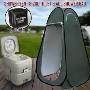 20L Outdoor Portable Toilet 40L Shower Bag Pop Up Camping Tent Change Room WG