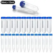 50x15mL+50x50mL Centrifuge Tube w/Cap,Test Tubes Sterile,Conical,Lab Equipment