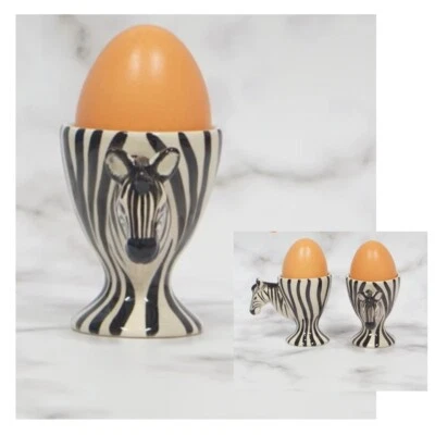Ceramic Egg Cup Holder Zebra Hand Painted Home Decor Restaurant Hotel School Kid