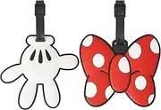 [JAMNSY] 2 Pcs Set Cartoon Silicone Travel Luggage Baggage Identification Labels ID Tag, Cute Luggage Tags for Bag Suitcase Plane Cruise Ships with Belt Strap