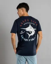 [Salty Life] Salty Life Men's Any Bites T-Shirt in Navy Acid Size Medium M Navy Acid
