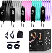 VerdeRoot 11-Piece Fitness Resistance Bands Set with Handles, Adjustable 10-50 lbs, Colour-Coded Exercise Bands, Door Anchor, Ankle Straps, Foam Handles, Portable for Home Gym & Full-Body Workouts