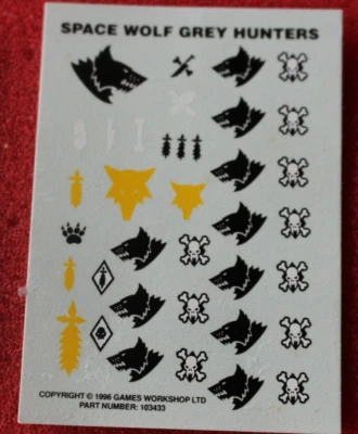 Space Wolf Grey Hunters Transfers Sheet Decals Transfers Wolves Warhammer 40k GW