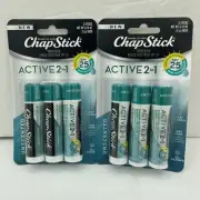 6 Chapstick Active 2-in-1 Lip Care SPF 25 Mineral Based Sunscreen-Variety Pack