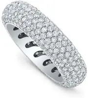 [HEARTS AND YOU] 7ct Round Brilliant Cut Moissanite Ice Eternity Wedding Band White Gold Plated