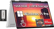 HP Envy x360 2-in-1 14" WUXGA Touchscreen Laptop, AMD Ryzen 5 8640HS, 16GB LPDDR5, 2.28TB Storage(2TB SSD+288GB Docking Station Set), AMD Radeon Graphics, Backlit Keyboard, Win 11 Pro, Silver