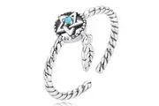 Adjustable Solid 925 Signature Silver Pentagram Charm Ring
