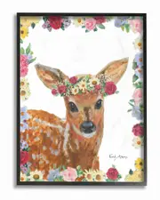 Stupell Flower Friends Deer by Emily Adams Framed Art
