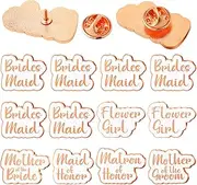 [Wavwavw] 13 Pcs Bridal Party Pins Wedding Enamel Bridesmaid Pins Proposal Wedding Honeymoon Souvenir Gifts for Matron of Honor Bride Shower Bachelorette Party Decor Accessory, approx. 1.18-1.57 inches/