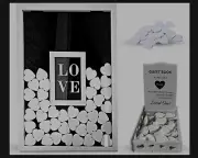 Blue Whales Wedding Guest Book with 65 Hearts and a Wooden Storage Box Rustic We