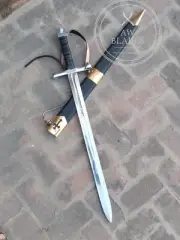 Hand Forged High Carbon Steel Medieval / Battle Ready Viking Sword with Scabbard