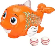 Interactive Cat Toy - Automatic Moving Ball for Indoor Cat with Music and Light - Cute Walking Fish, Motion Activated, Kitten Toys for Bored Adult Pets