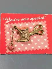 Vintage Avon You're Sew Special Heart Charm Thread Needle Scissors Pin
