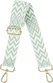 [uxcell] Purse Straps Replacement Crossbody, 1.5 Inch Wide Shoulder Bag Strap Adjustable Canvas Straps for Handbag Wallet Clutch Bags with Light Gold Buckle, Green Geometrical