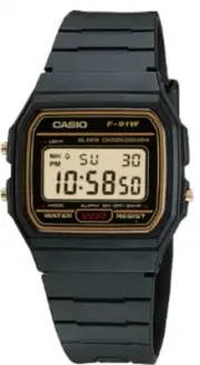 Casio F91WG-9 Men's Classic Black Resin Band Alarm Chronograph LCD Digital Watch