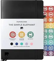 Simple Elephant Planner - Best Daily & Weekly Agenda to Achieve Your Goals & Live Happier - Gratitude Journal, Mindmap & Vision Board - Undated - Lasts 1 Year w/Bonus eBooks & Stickers (Black)