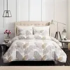 Soft Bedding Duvet Cover Set Queen Banana Leaf Comforter Cover Set Full 90"x9...