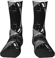[JEJEA] Black and White Golf print Socks For Men and Women Men's Moisture Control Crew Socks Gifts For Golf, Hunting, Camping