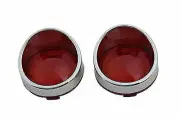 Chrome Turn Signal Bezel Red Lens for Harley Davidson by V-Twin