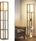 Modern Shelf Floor Lamp with Fabric Lampshade, Corner Display Floor Lamps wit...