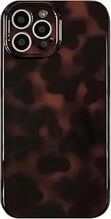Reezaddin Aesthetic Tortoise Shell Phone Case for iPhone 15 Pro 6.1in,Retro Cool Girl Leopard Print Brown Amber Trendy Full Camera Protective Cover for iPhone 15pro 6.1"
