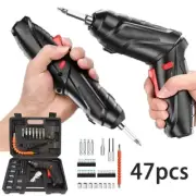 2/47PCS 3.6V Cordless Electric Screwdriver Kit Rechargeable Lithium Battery Home