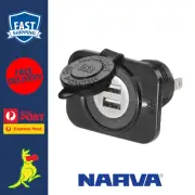 Narva Twin USB Socket Flush Mount with Dust Cover RV 4x4 Dual USB Socket 81134BL
