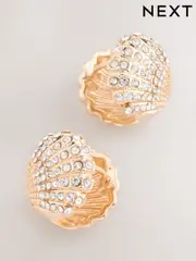 Gold Tone Shell Shaped Hinge Earrings (AY6623) | $19