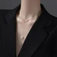 在飛比找momo購物網優惠-【MoonDy】s999純銀項鍊 女生項鍊 高級感珍珠項鍊 