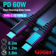 USB Type C to USB-C Cable 60W PD Quick Charge Fast Charging Data Cord FOR QC3.0