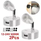 2Pcs 12V LED Spot Reading Light Camper Caravan Boat Touch Switch Interior Lamp