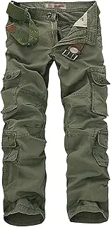 [Generic] Men's Cotton Casual Cargo Work Pants Lightweight Ripstop Tactical Pants Active Military Army Hiking Pant with 8 Pocket