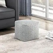 Lexicon Pouf Ottoman, Square Ottoman Foot Rest, Chenille Fabric Pouf, Foot Stools Ottoman for Couch, Small Ottoman Pouf with Filling for Living Room/Bedroom, Multi-Color