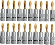 Suesacy 1Set Banana Connector 24K Gold-Plated Banana Plug with Screw Lock for Audio Jack Speaker Plugs Black+Silver