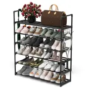 6 Tiers Metal Shoe RackAdjustable Shoe Shelf Storage Organizer with HooksStac...