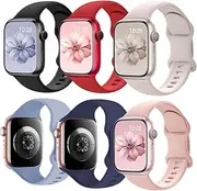 6 Pack Sport Watch Bands Compatible with Apple Watch Band 38mm 40mm 41mm 42mm 44mm 45mm 49mm Women Men, Soft Silicone Sport Strap Replacement Band for iWatch Apple Ultra SE Series 8 7 6 5 4 3 2 1