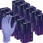 MEDSTOCK Violet Nitrile Gloves, High Medical Grade, Chemical Resist, Disposable, Powder & Latex-Free, Non-Sterile, Textured Fingertips, Beaded Cuff