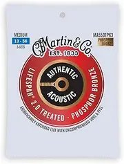 Martin Authentic Acoustic Guitar Strings - 3 Pack - Lifespan 2.0 Treated 92/8 Medium