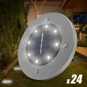 Oppsbuy 24PCS Solar Powered Recessed Ground Lights Disk Waterproof LED Lights