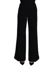 Dolce & Gabbana Wide Leg Trousers Style PAN71625 Women Black Pants